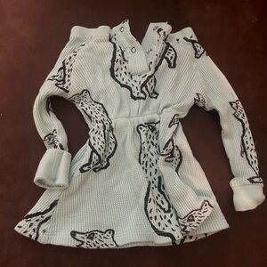 Light Mint Knit Animal Print top 3-6 mo